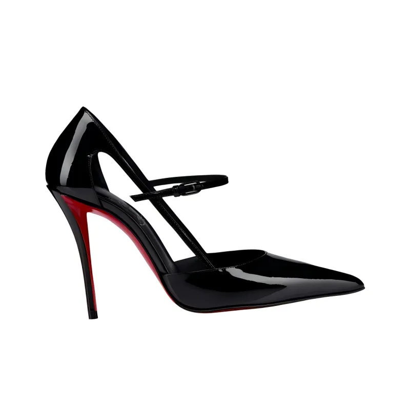 Christian Louboutin Miss Z Strap 100mm Pump Black Patent Calf Leather Women's-1