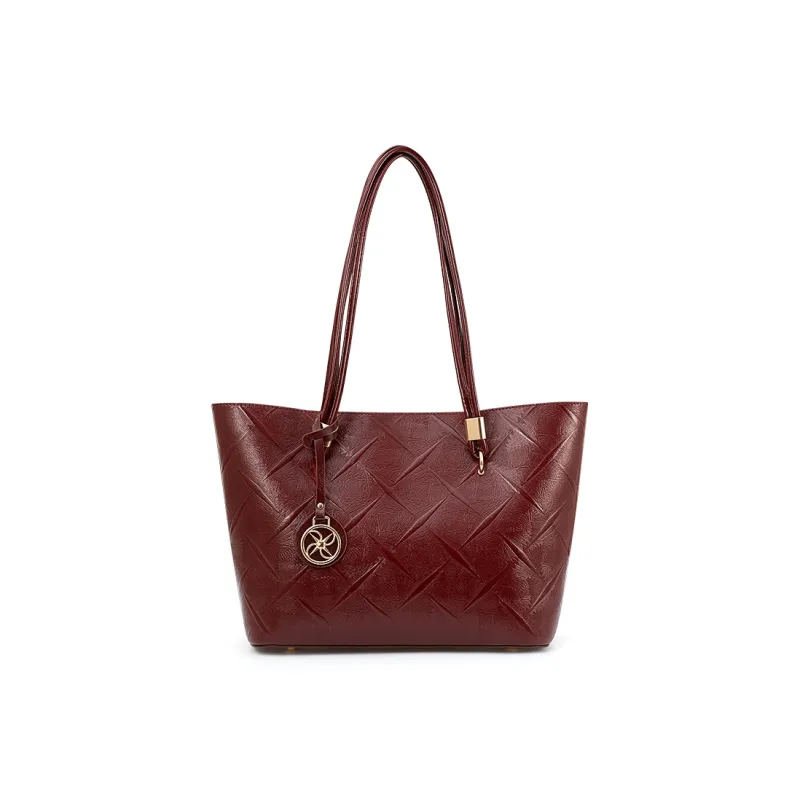 Vigno Synthetic Leather One Shoulder Underarm Tote Bag Women's Red-0