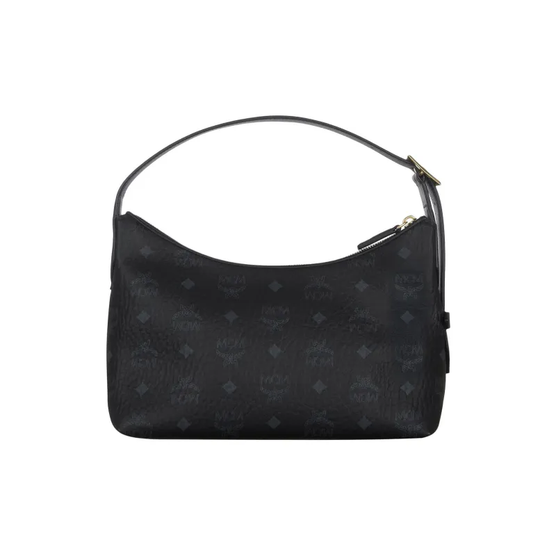 MCM Aren Coated Canvas Shoulder Bag, Handbag Small Size Women's Black-3