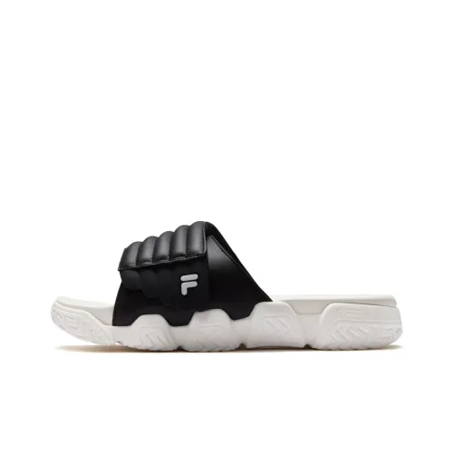 FILA FUSION BARRICADE Bread Slippers Slip Resistant Slide Slippers Men's Black Snow White