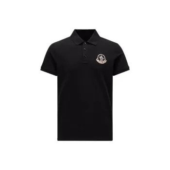 Moncler Logo Embroidered Ribbed Collar Polo Shirt