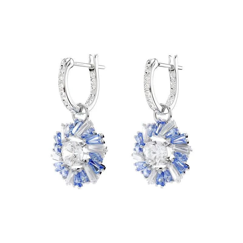 Swarovski Synthetic Cubic Zirconia Rhodium-Plated Faux Crystal Earrings Women's Blue-2