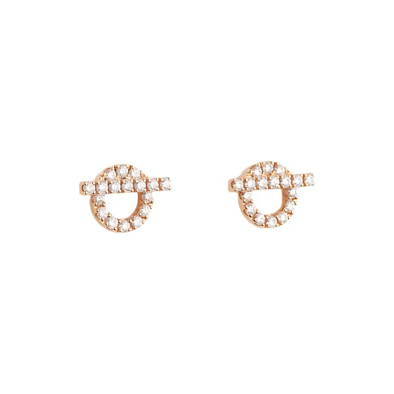 HERMES FINESSE Stud Earrings Women's Rose Gold-0