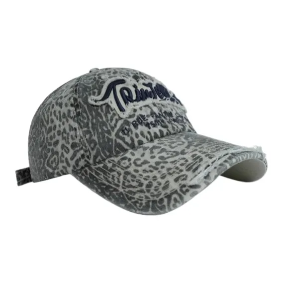 FREE RABBITⅡ Washable 3D Effect Letter Embroidery Ripped, Small Face Display Baseball Caps Unisex-3