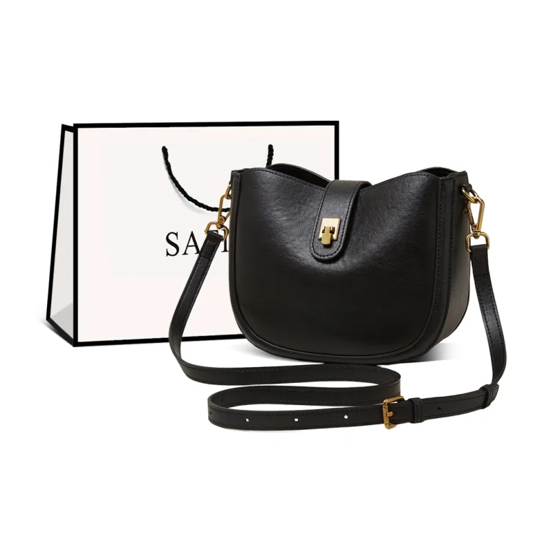 Safiya Cow Leather Shoulder Bag Women's Black/Baroque Brown-0