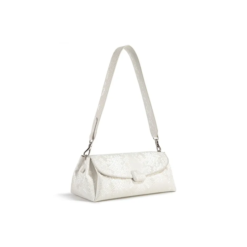 TAMATHA PU Shoulder Bag Women's Snake Scale White-3