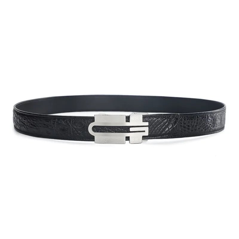 V.V.Brown Crocodile Leather Belts Men's 3.5cm-0