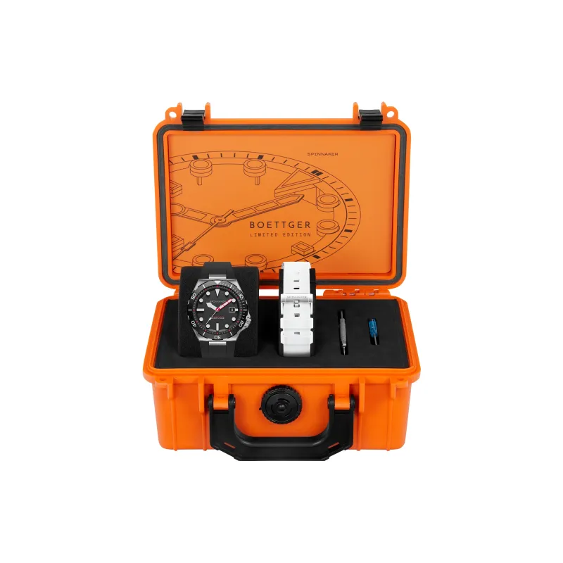 SPINNAKER BOETTGER Collection Wrist Watch Automatic Mechanical Movement Rubber Strap Black Dial Men's Watches-2