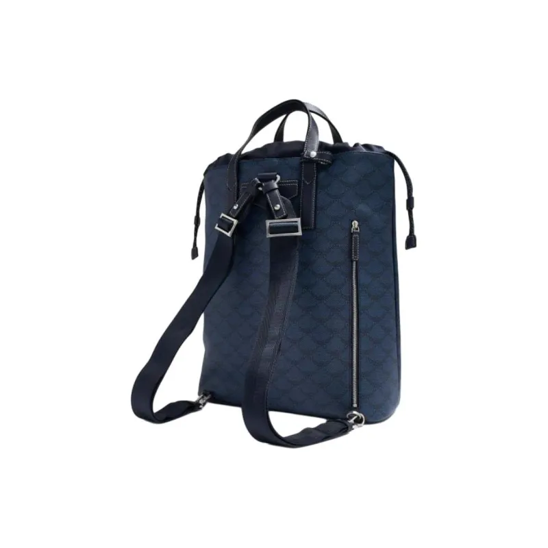 MCM Artificial Leather With Textile Backpack Unisex Blue-1