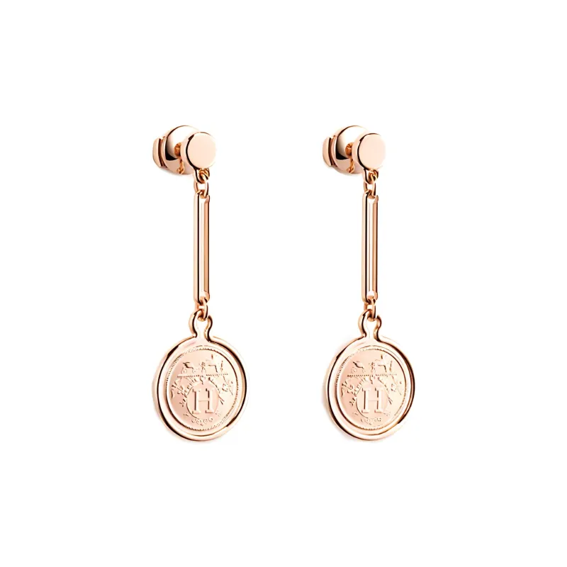 HERMES Karat Gold Earrings Women's Rose Gold-0