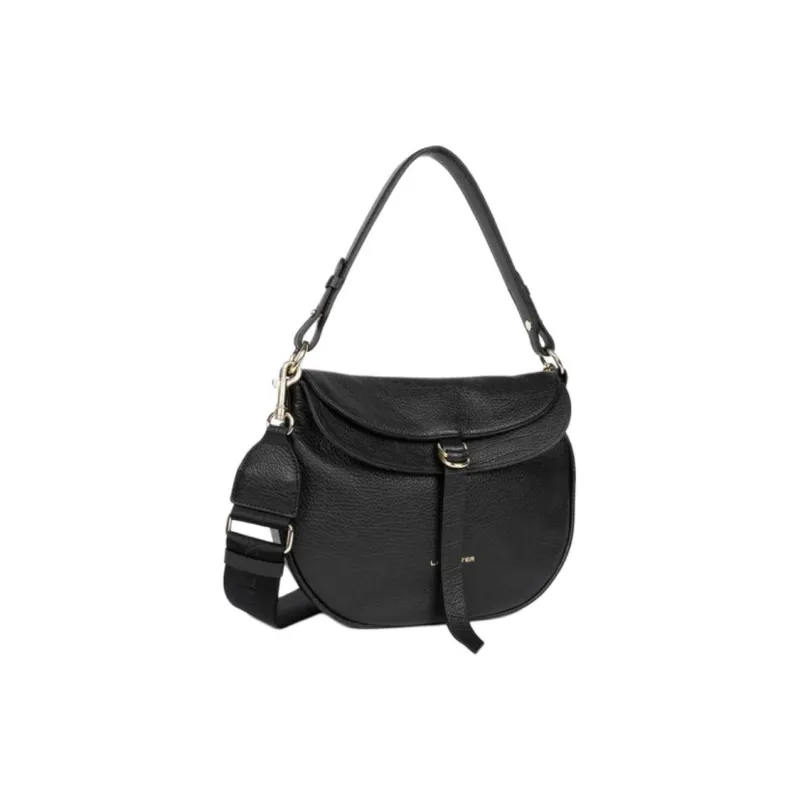 Lancaster Grain Cow Leather One Shoulder Handbag Women's Black-1