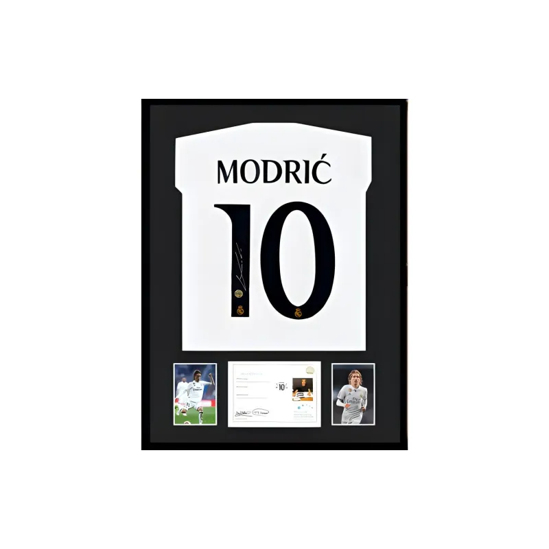 Three For Luka Modrić Signed In Person Real Madrid 2023 24 Season Jersey EM Certificate Framed And Mounted-0