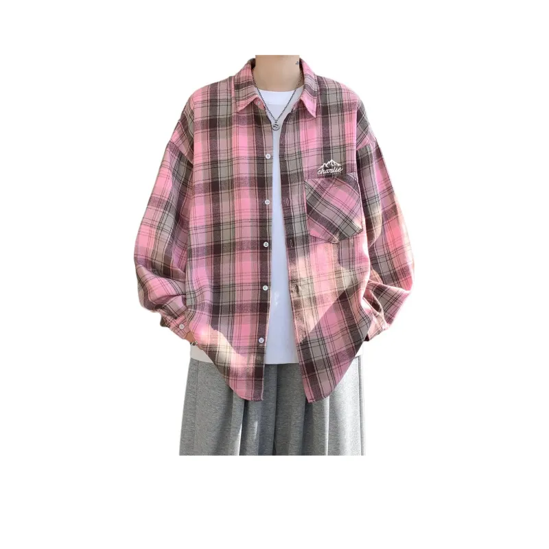 CHARLIE GOLF Shirt Unisex Plaid Pink-0