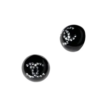 CHANEL Round Plastic Cc Earrings