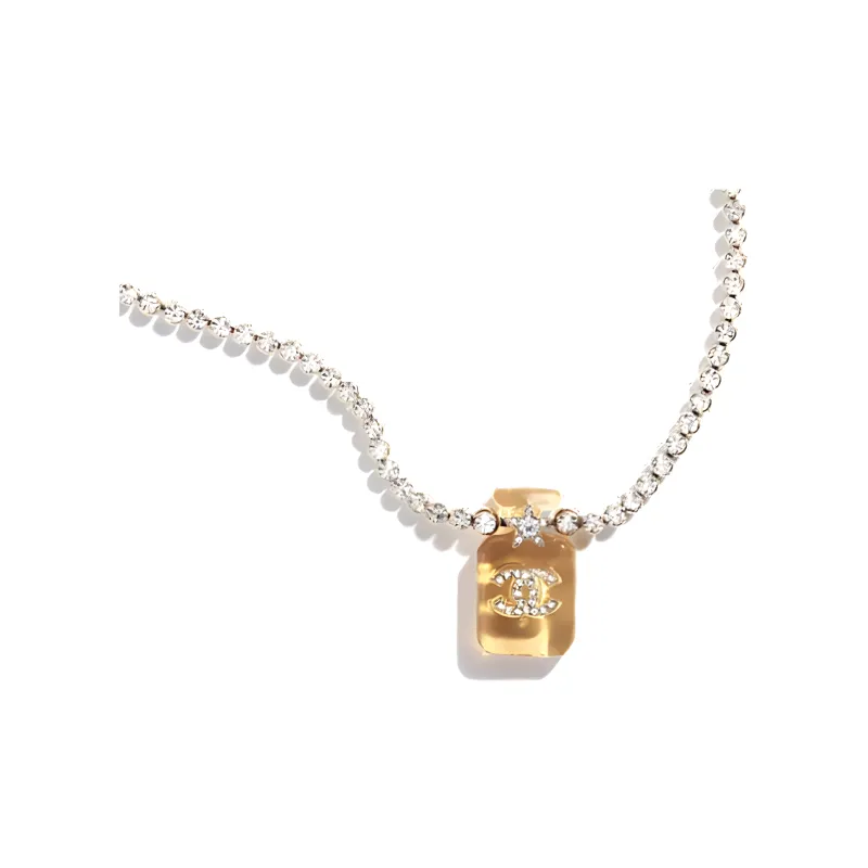 CHANEL Necklaces Women's Orange/Gold-1