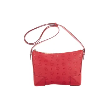 MCM Klara Leather Shoulder Bag Women's Red