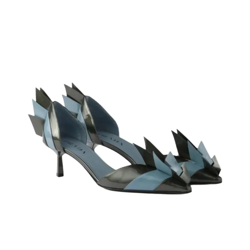 PRADA D'Orsay Slim Heel High Heels 5.5cm Women's Blue-2