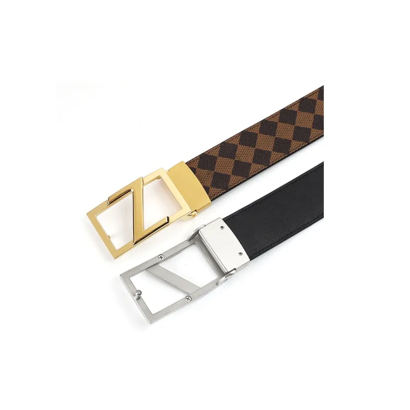 V.V.Brown Genuine Leather Belts Men's 3.8cm Tail Clip Style Plate Buckle Belt-4