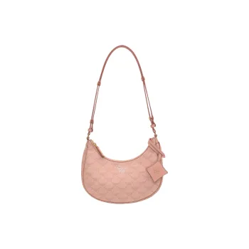 MCM Lauretos Canvas Crescent Bag Vagabond Shoulder Bag Small Size Women's Pink