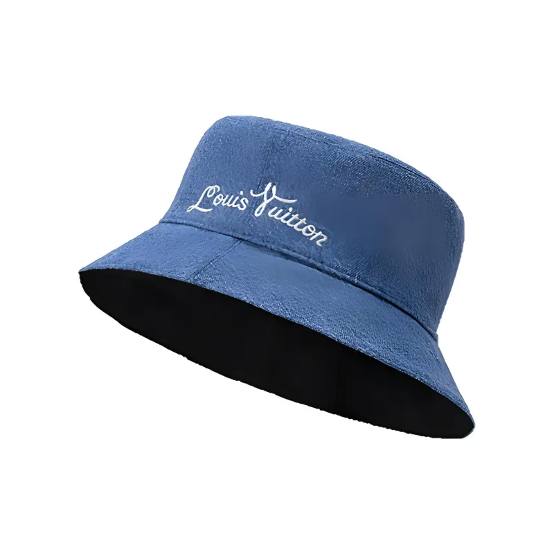 LOUIS VUITTON Cotton Bucket Hats Unisex Black/Blue-4
