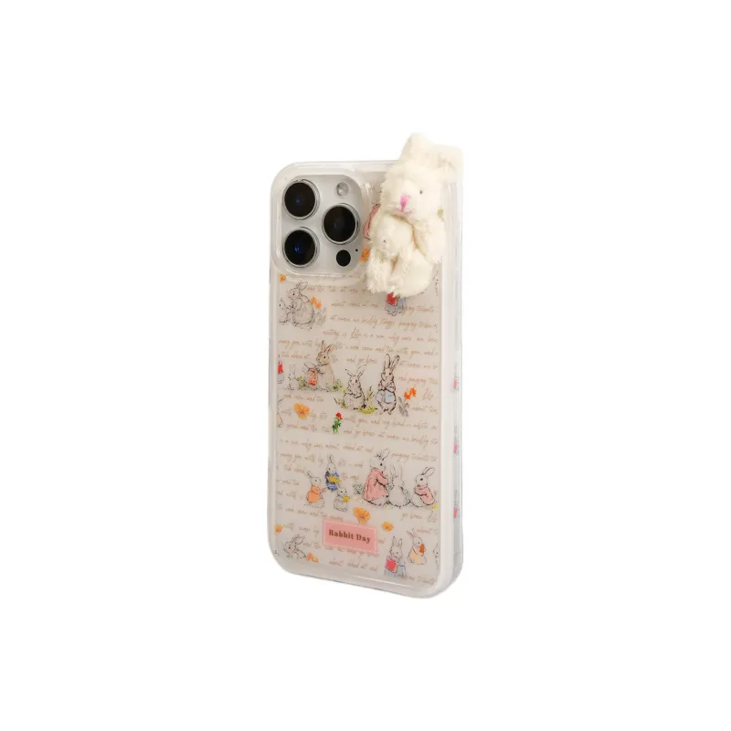 Wei Xin Acrylic Material Full Screen English Sketch Rabbit Phone Cases Compatibility With IPhone 16/15/14/13/Pro/Max-2