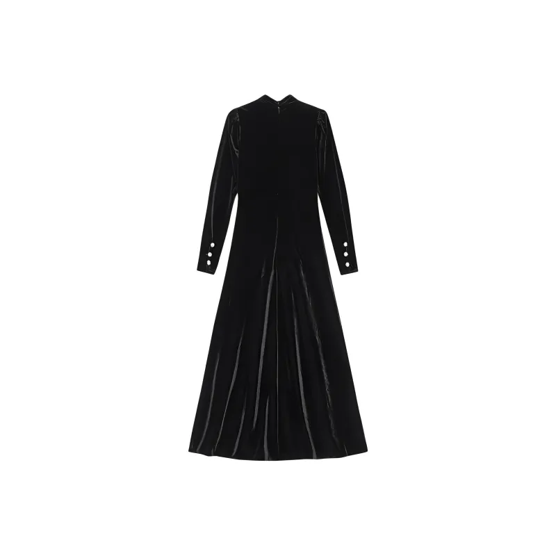 GANNI Velvet Long Dress-1