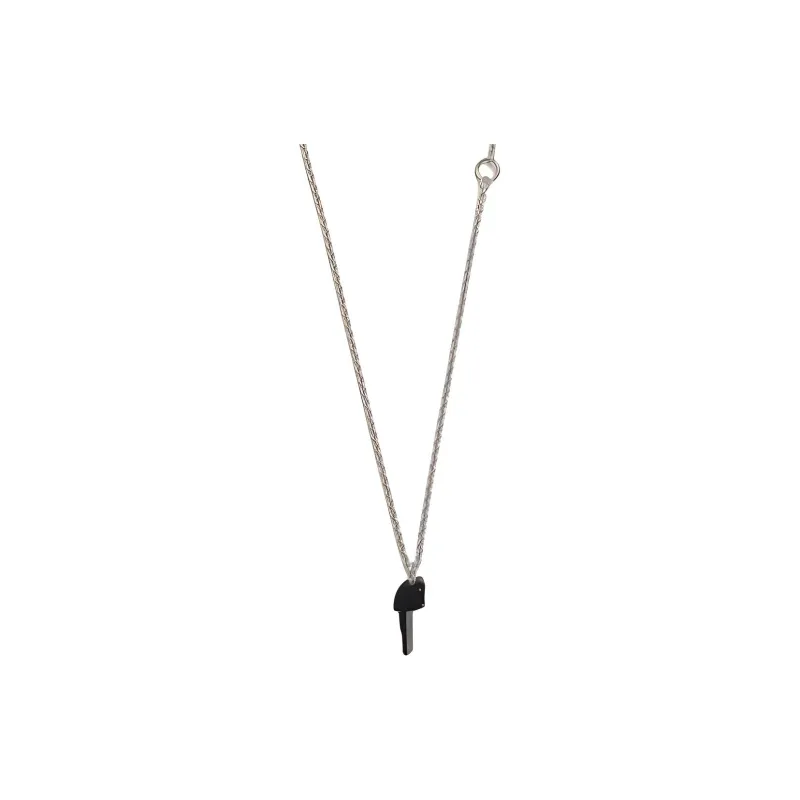 HERMES Palladium Plated Necklaces Men's Black-1