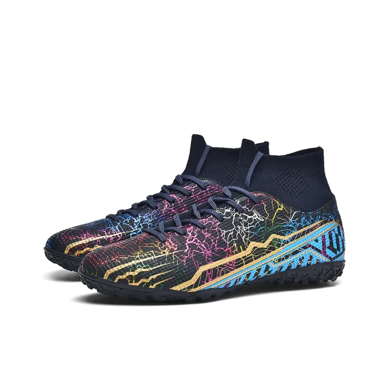 QIUTEXIONG Soccer Shoes Unisex High Top White/Black/Aqua/Mismatched-7