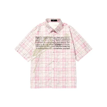 GENANX Shirt Unisex White Pink Plaid