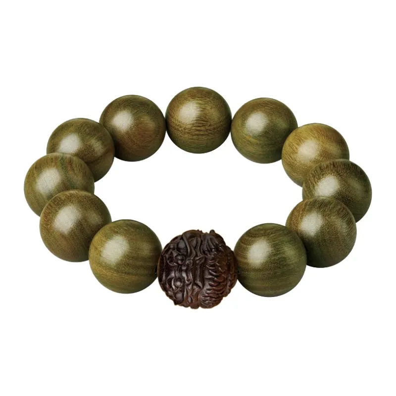Yi Mingju Green Sandalwood Bracelets Men's-8
