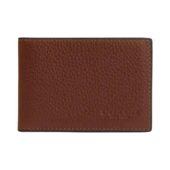 COACH Billfold Wallet Refined Nubuck Leather Wallet Mini Men's Saddle
