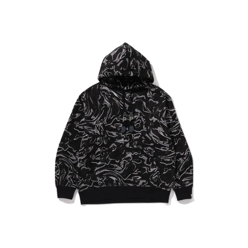 Bape A BATHING APE Marbling Camo Relaxed Fit Pullover Hoodie-4