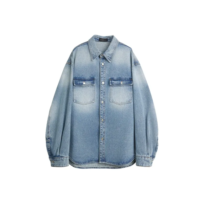 Dupu Contracted Denim Shirt Men's-0
