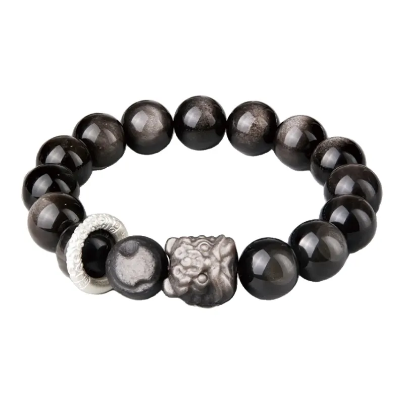 Moonstone Edge Obsidian Bracelets Unisex-0