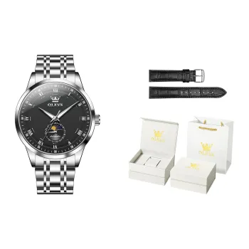 OLEVS Wisdom Series Mechanical Movement Stainless Steel Watchband Watch Men's Watches Black Dial