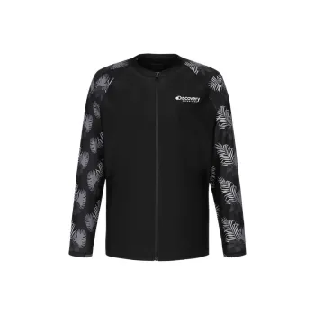 Discovery Expedition Hot Summer Loose Fit Full Zip Up Rashguard Sweatshirt Men's Black