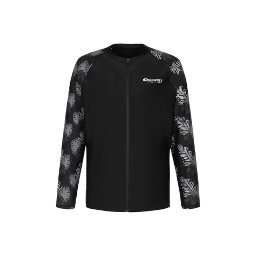 Discovery Expedition Hot Summer Loose Fit Full Zip Up Rashguard Sweatshirt Men's Black