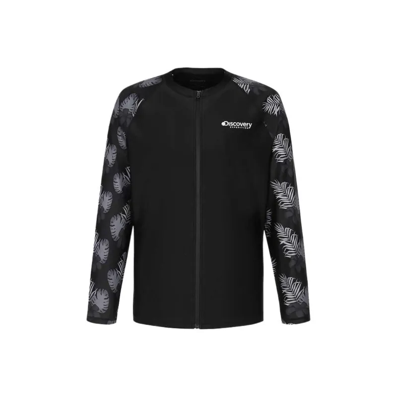 Discovery Expedition Hot Summer Loose Fit Full Zip Up Rashguard Sweatshirt Men's Black-0