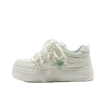Puppytown Waterproof And Breathable Slip Resistant Low Top Skateboard Shoes Women's White Green