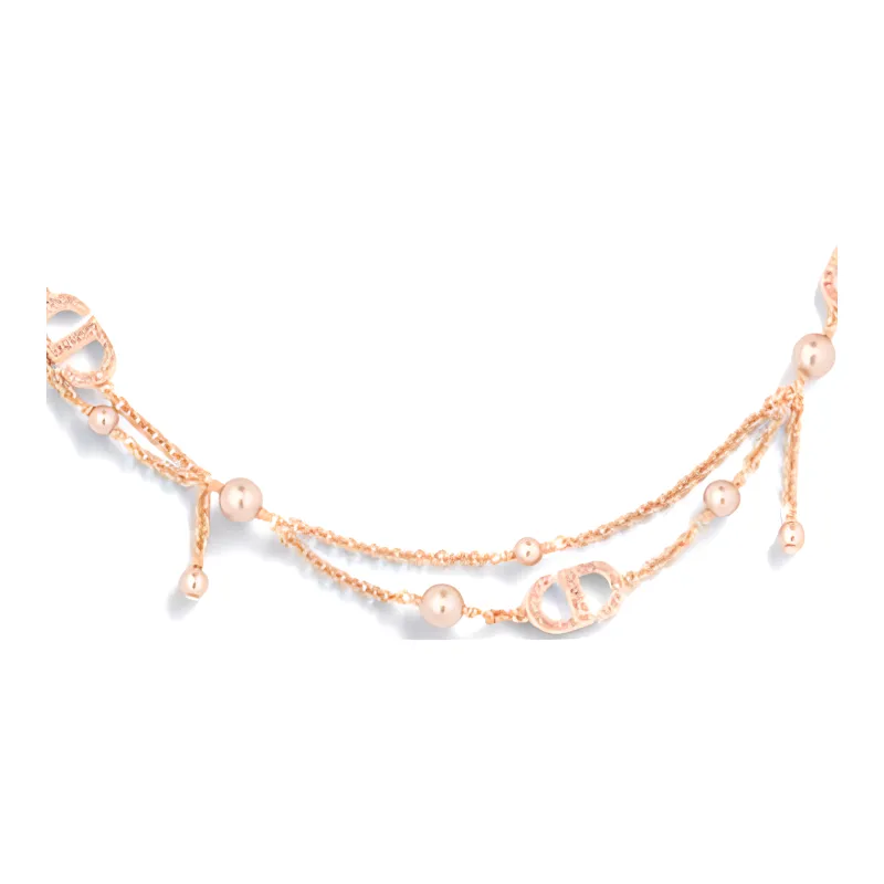 DIOR Resin Metal Faux Crystal Necklaces Women's Rose Gold-2