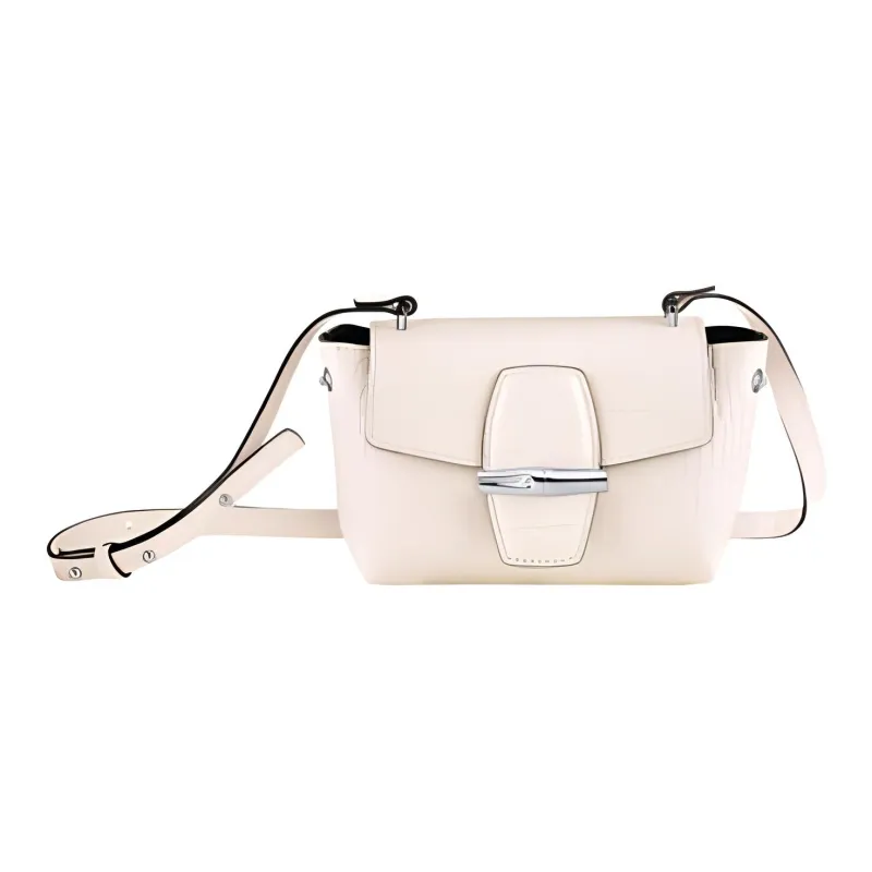 LONGCHAMP Roseau Cow Leather Shoulder Bag Crossbody Bag Small Size Women's White-1