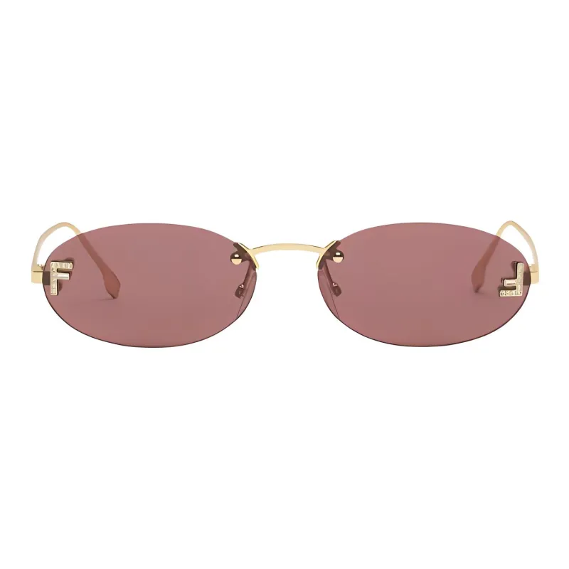 FENDI Oval Sunglasses Women's Gold-1