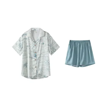 XUANZHITING Pajama Set Women's Cyan Teal