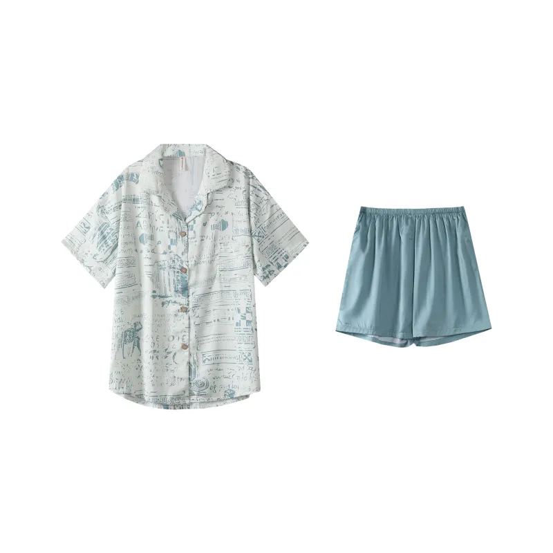 XUANZHITING Pajama Set Women's Cyan Teal-0