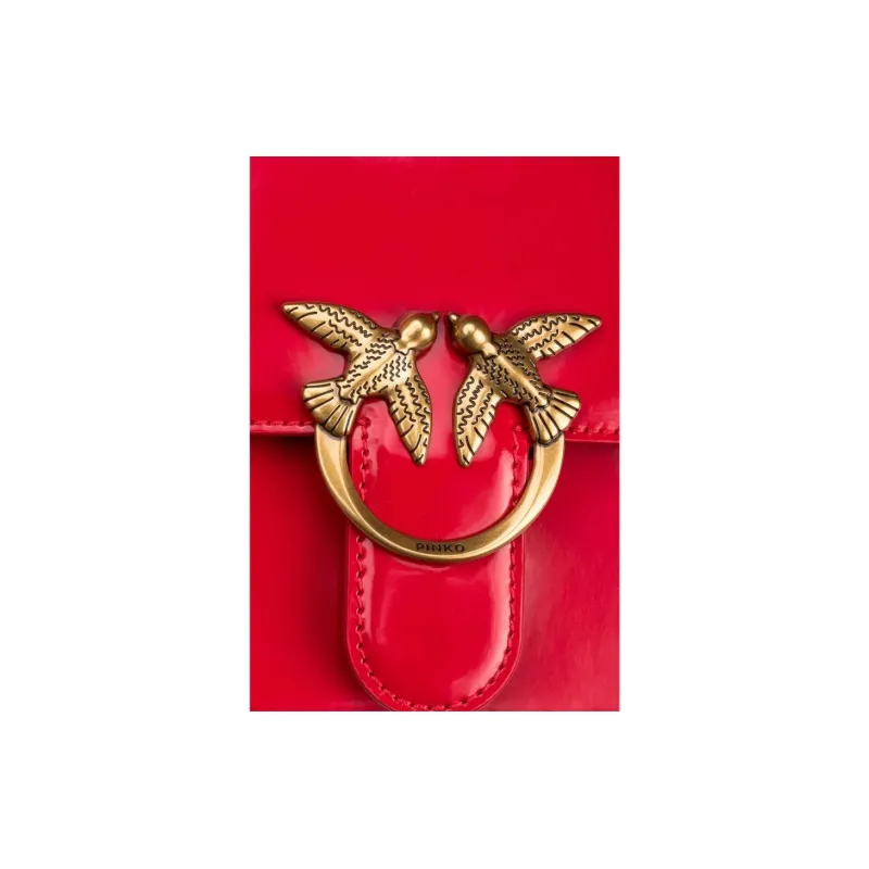 PINKO Calfskin Handbag, Shoulder Bag, Crossbody Bag Mini Women's Red-3