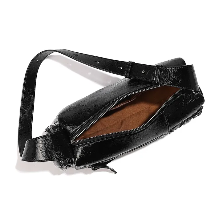 Vigno Synthetic Leather Shoulder Bag Women's Black/Red/Ecru-6