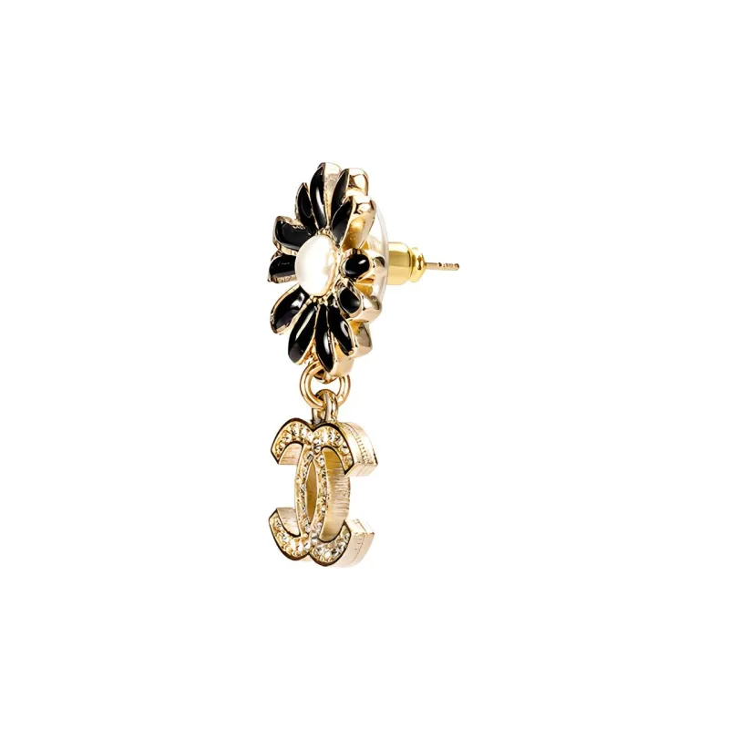 CHANEL Earrings Women's Gold/Black-1