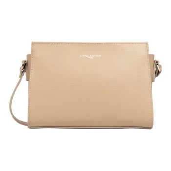Lancaster Cow Leather Shoulder Bag Small Size Women's Dark Beige