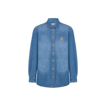 MOSCHINO Teddy Bear Embroidered Buttoned Denim Shirt