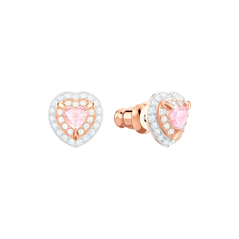 Swarovski Rose Gold Plated Stud Earrings Women's Pink-1
